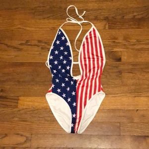 COPY - American Apparel Flag One-Piece Swimsuit XS
